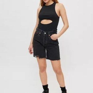 Levi's 501 Jeans High Rise Mid Thigh 100% Cotton Denim Shorts Lunar Black  SZ 26